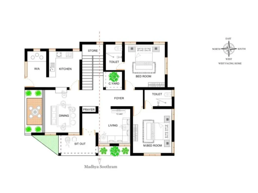 2_bhk contemporary home plan